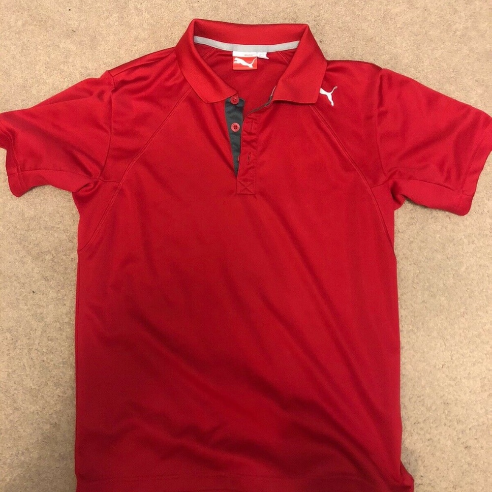 mens red puma golf shirt size s